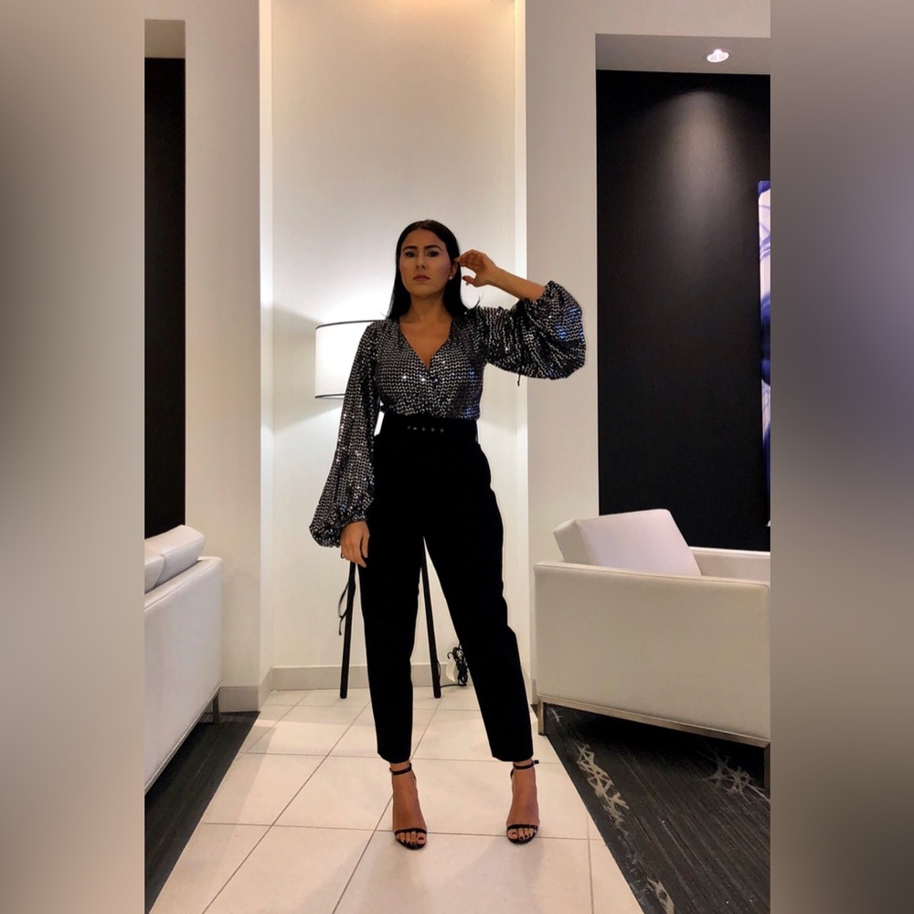 Zara Black High-Waist Ankle Trousers